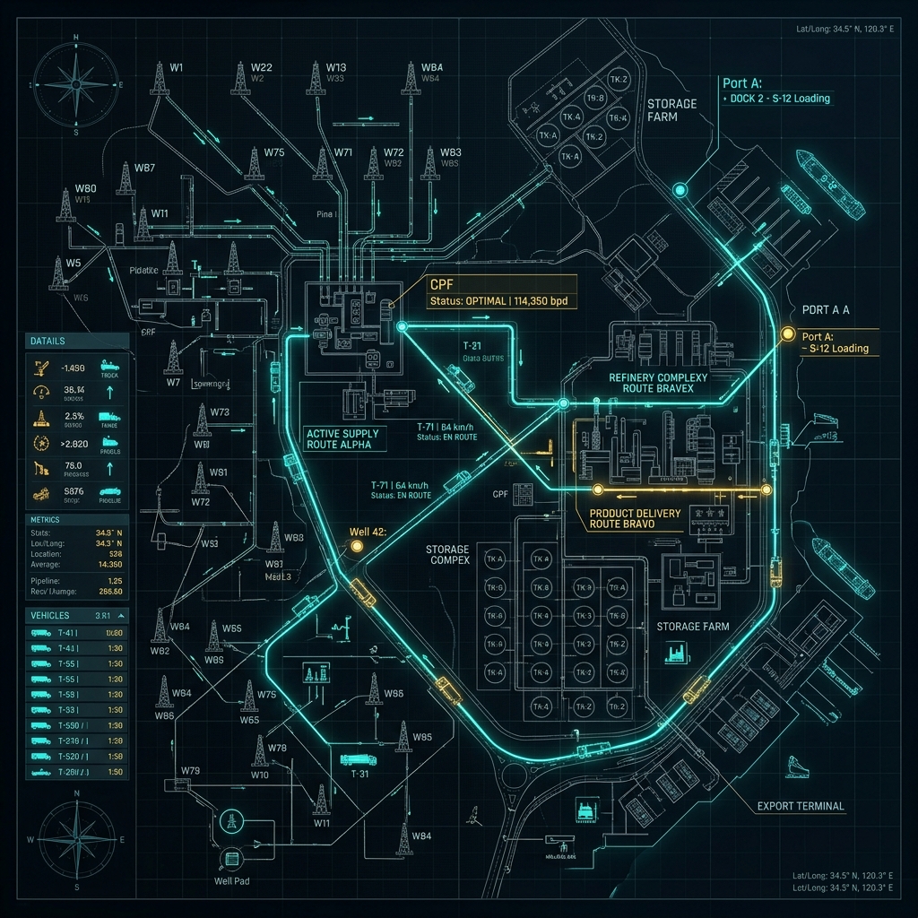 Oil field logistics map